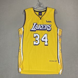 Los Angeles Lakers Jersey Mens XL Yellow #34 Shaquille O'neal NBA Sleeveless Top
